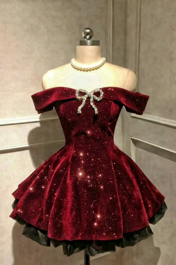 Prinzessinnen Ballkleid schulterfrei Burgunder Samt kurzes Homecoming-Kleid Outfits zum 15. Geburtstag MP773