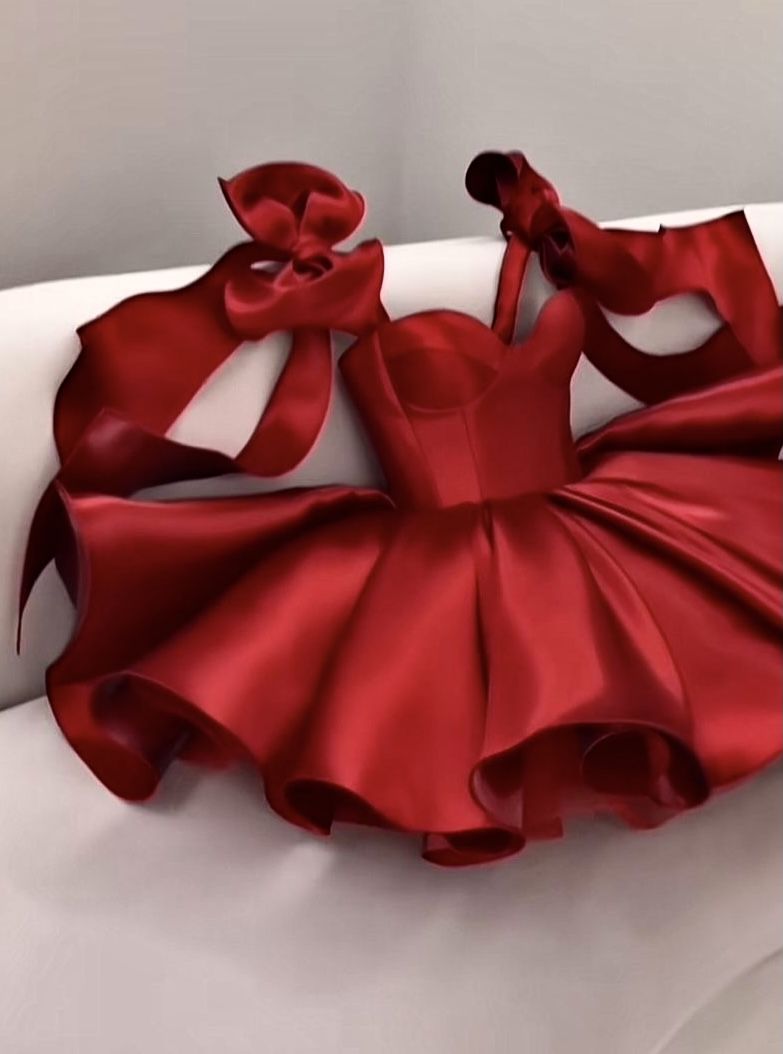 Robe de bal sexy à fines bretelles en satin rouge courte pour 17e anniversaire Robes de rentrée MP916