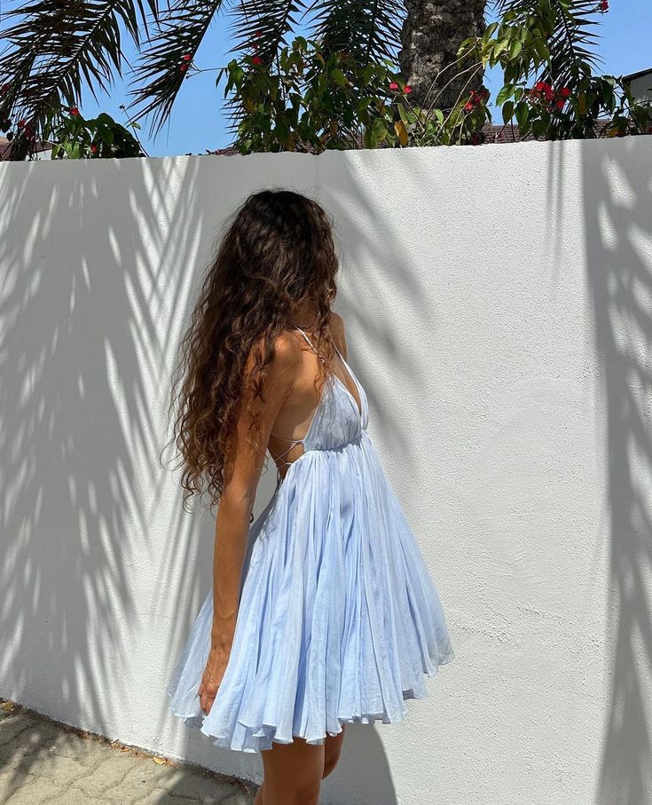 Pretty A line Spaghetti Strap Hoco Dress Inspo Homecoming Blue Backless Chiffon 18th Birthday Cocktail Outfits MP462