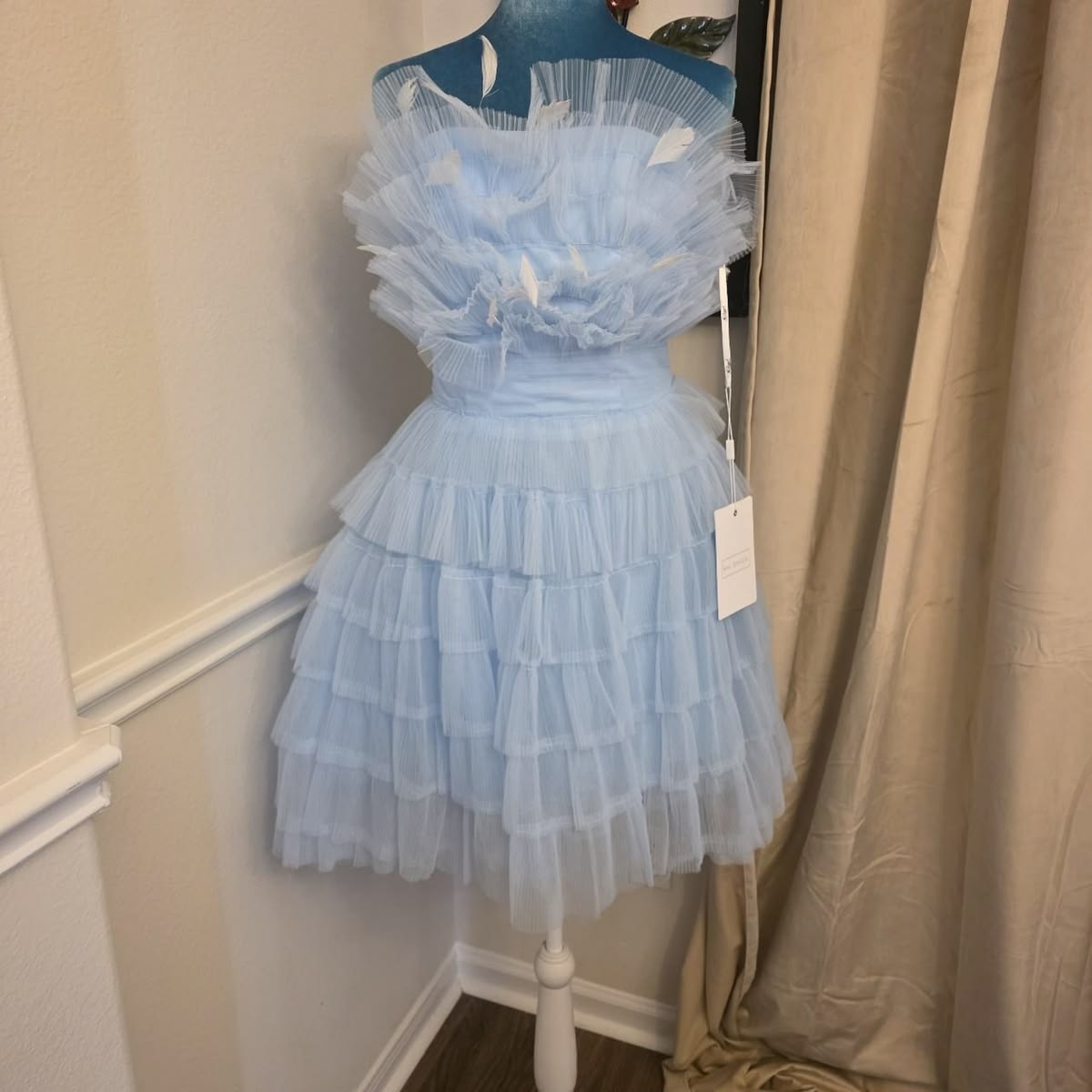 Hübsches Ballkleid Blau Tüll Kurz Mini 18. Geburtstag Outfits Homecoming Kleid MP779