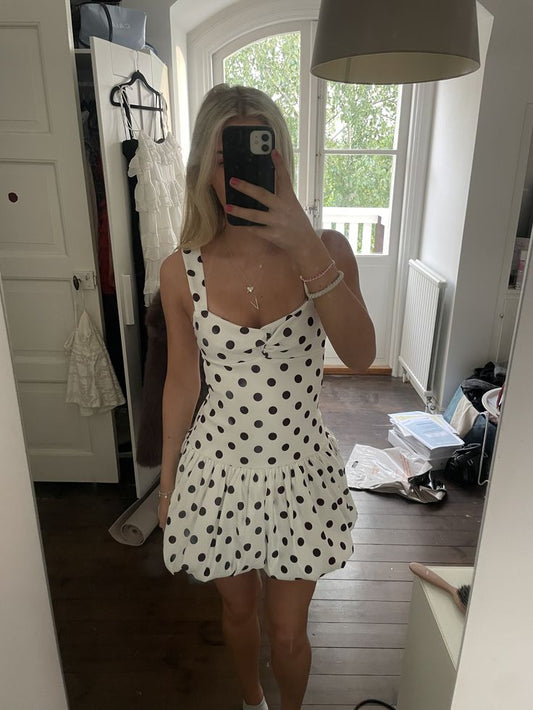 Sheath Straps Hoco Dress Inspo Homecoming Classy Black Polka Dot White Party Outfits MP428
