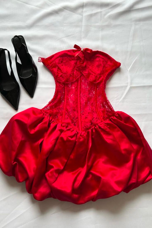 Elegante A-Linie Sweetheart Rote Spitze Homecoming Kleider Mini Cocktail Hoco Kleid Abschluss Outfits MP1245