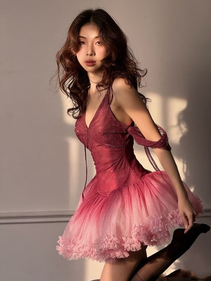 New Arrival Ball Gown Sweetheart Ombre Gradient Burgundy Short Mini Homecoming Dresses Hoco 16th Birthday Outfit MP1308