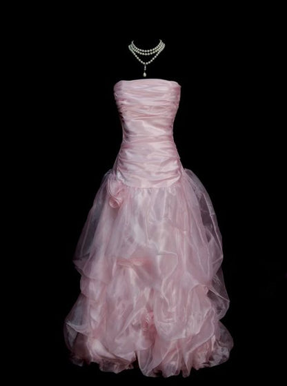 Robe de bal rose A-ligne sans bretelles Robe d'anniversaire Tenue de retour chez Homecoming MP306