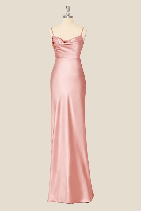 Elegantes Robes de Bal Longues Roses Sirène Satin Robe de Cérémonie Robes de Remise des Diplômes MP313