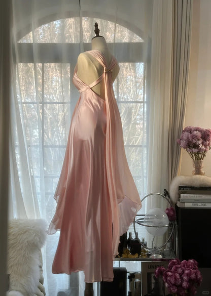 Edle Meerjungfrau V-Ausschnitt Chiffon Mit Perlen Lang Ärmellos Ballkleider Abendkleider MP1127
