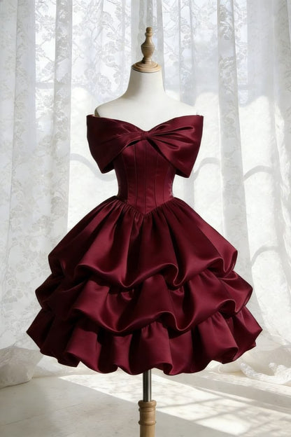 Hübsches Ballkleid schulterfrei Rosa knielang Geburtstagsparty Abschlussfeier Heimkehr 15. Geburtstag Outfits MP932