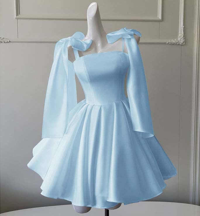 Cute Ball Gown Spaghetti Strap Blue Short Mini 16th Birthday Outfits Homecoming Dress MP738