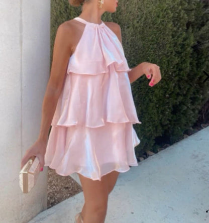 Cute A Line Halter Blue Chiffon Hoco Dress Inspo Homecoming Classy Party Outfits MP463