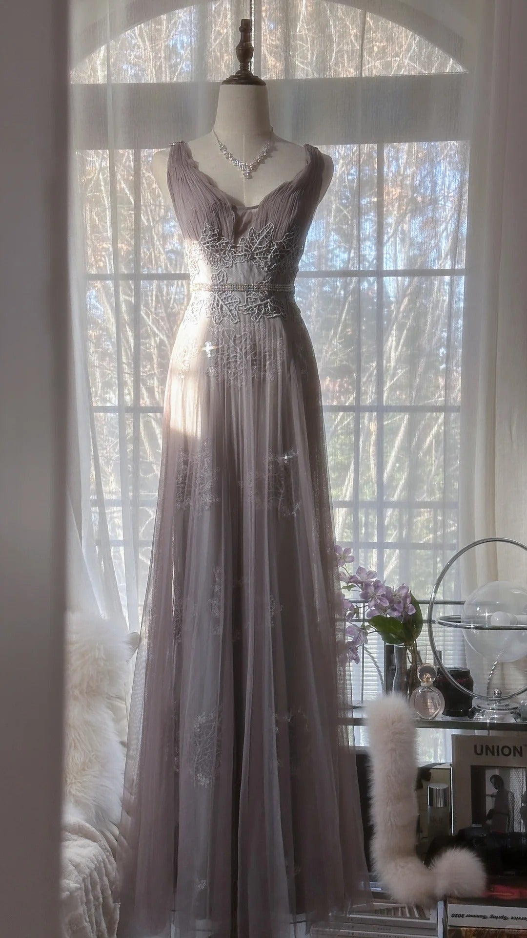 Modest Mermaid Spaghetti Strap Tulle Sleeveless With Beading Formal Gown Long Evening Night Prom Dresses MP1051