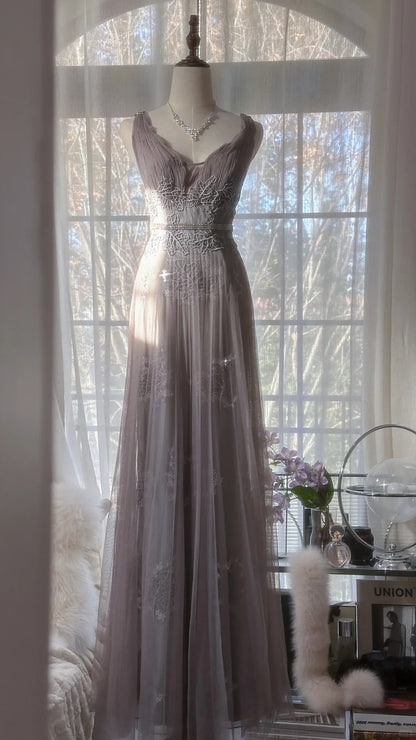 Modest Mermaid Spaghetti Strap Tulle Sleeveless With Beading Formal Gown Long Evening Night Prom Dresses MP1051