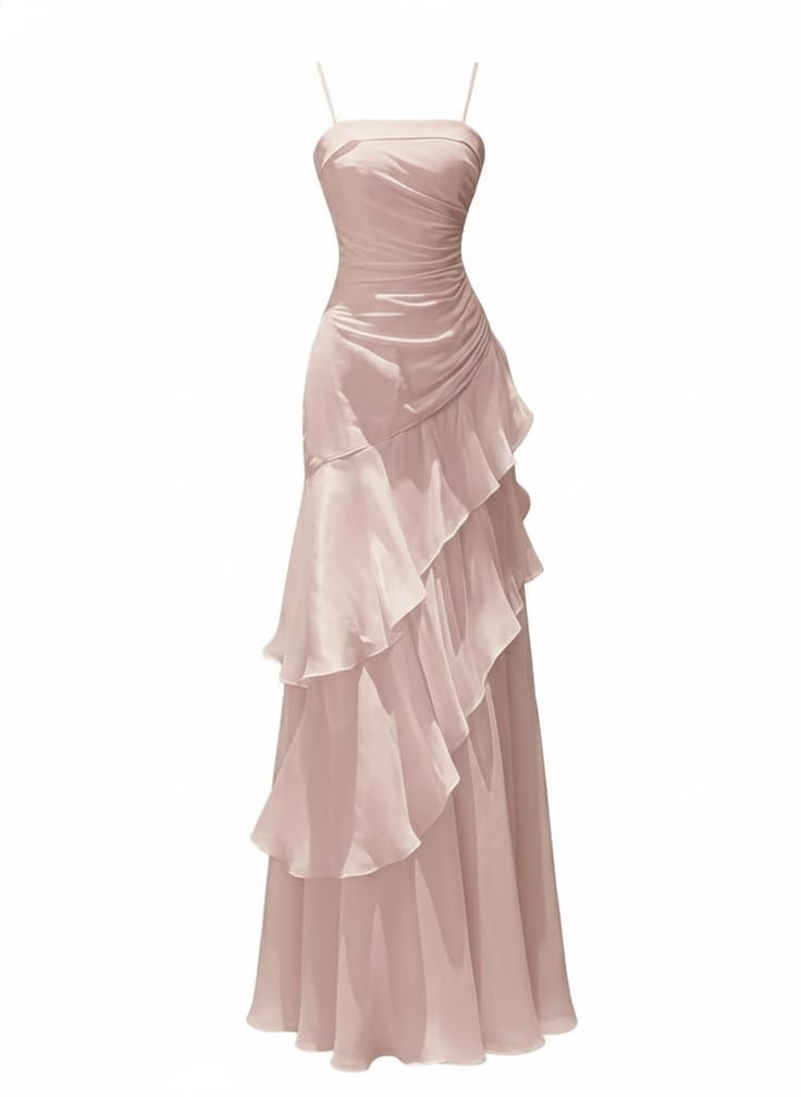 Robe de fête d'anniversaire à l'inspiration vintage, rose volantée à plusieurs couches et à bretelles spaghetti, pour remise des diplômes et bal MP306