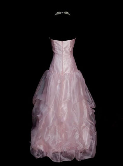 Robe de bal rose A-ligne sans bretelles Robe d'anniversaire Tenue de retour chez Homecoming MP306