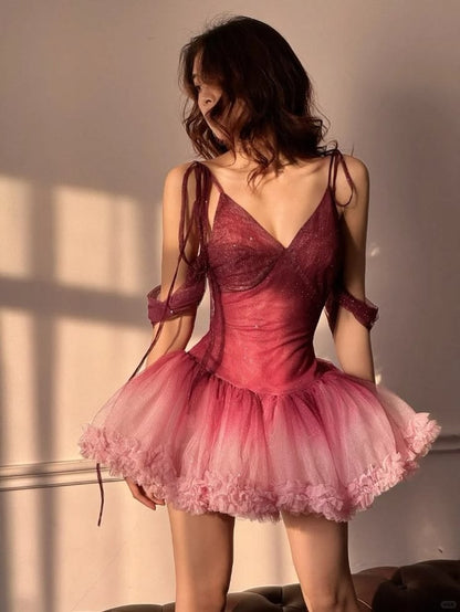 New Arrival Ball Gown Sweetheart Ombre Gradient Burgundy Short Mini Homecoming Dresses Hoco 16th Birthday Outfit MP1308