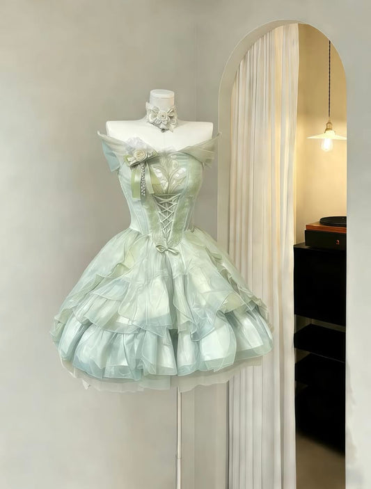 Neu eingetroffen Ballkleid schulterfrei Grün kurze Mini Homecoming Kleider Inspo Hoco Geburtstags-Outfit Idee MP1323