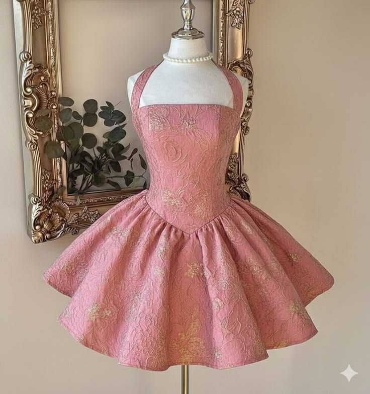 Niedliches Ballkleid, Neckholder, Rosa Spitze, Kurz, Mini, für 15./16. Geburtstag, Homecoming-Kleid MP708
