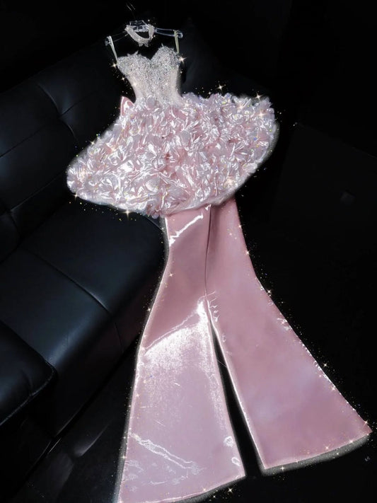 Cute Ball Gown Sweetheart Pink Dance Floral Short Mini Homecoming Dresses Inspo Hoco Dress Idea MP1358