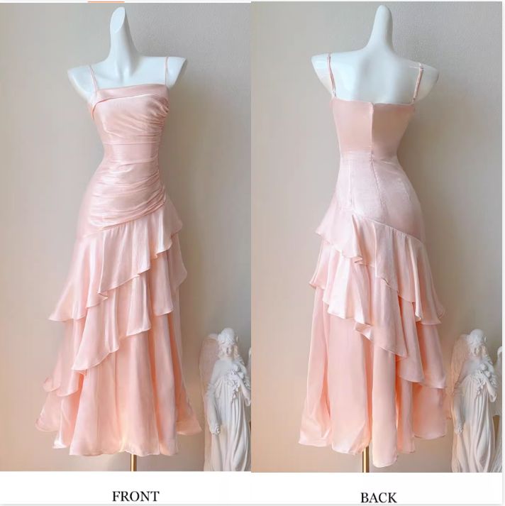 Vintage-Inspired Birthday Party Dresses Pink Ruffled Layered Fairy-tale Graduation Prom Dresses MP303