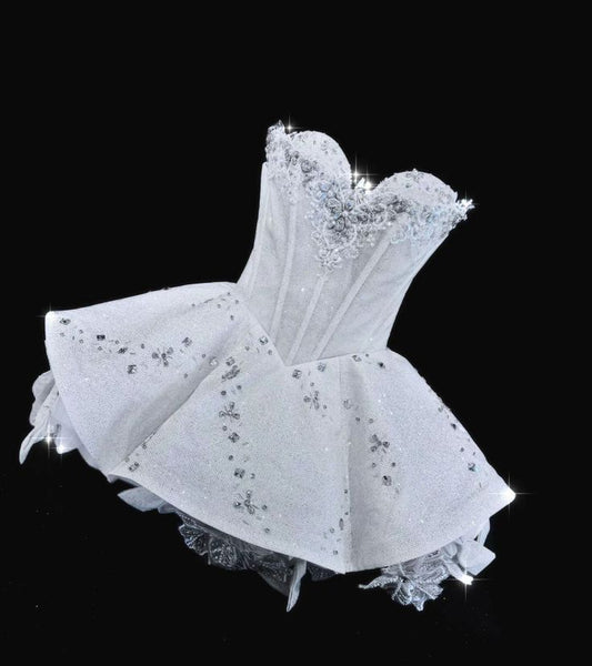 Glitzerndes Ballkleid Sweetheart Weiß Pailletten Für High School Teenager Homecoming Kleider Mini Hoco Abendkleid Partykleid MP1291
