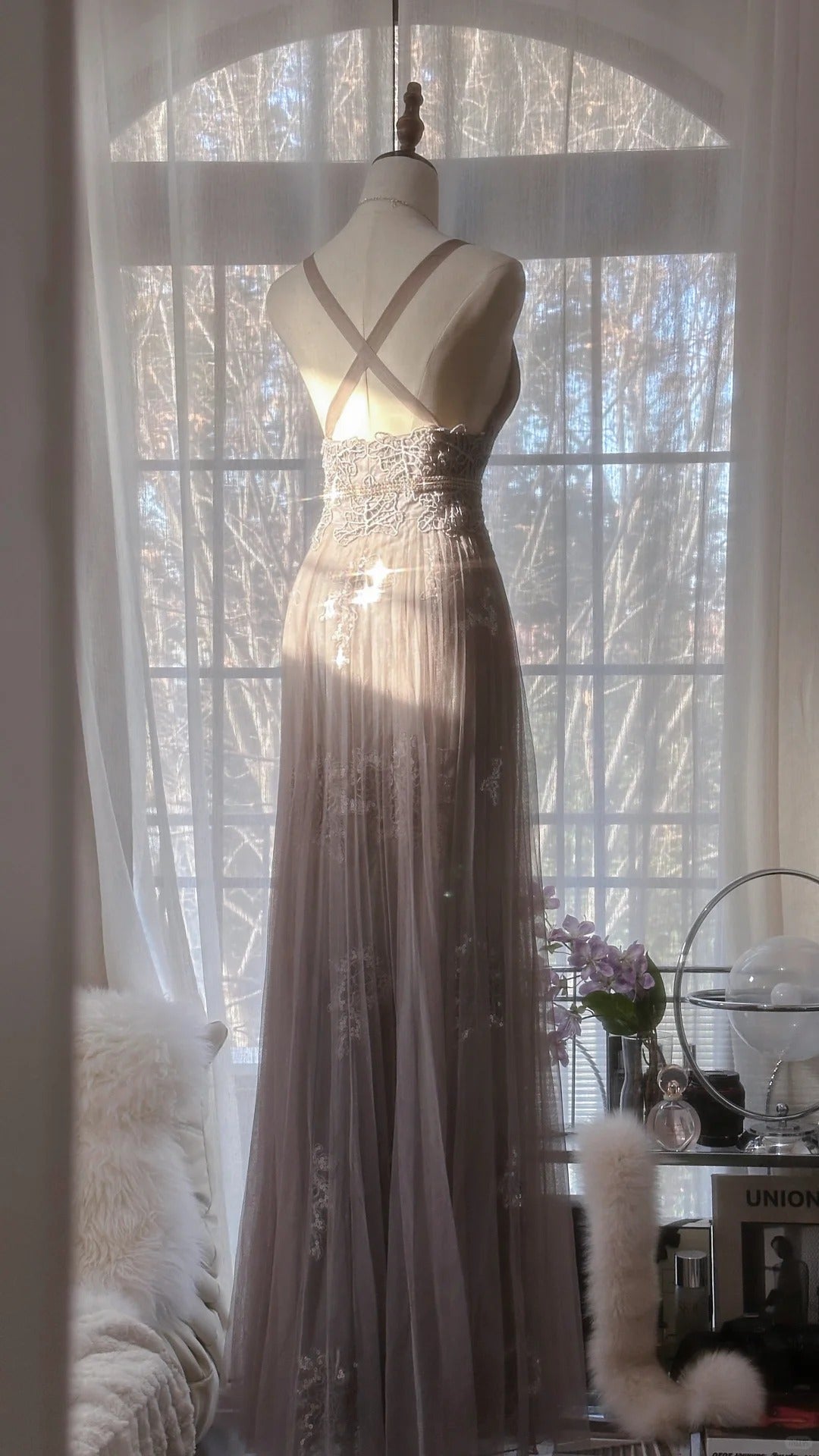 Modest Mermaid Spaghetti Strap Tulle Sleeveless With Beading Formal Gown Long Evening Night Prom Dresses MP1051