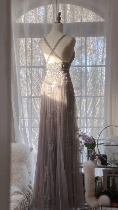 Modest Mermaid Spaghetti Strap Tulle Sleeveless With Beading Formal Gown Long Evening Night Prom Dresses MP1051