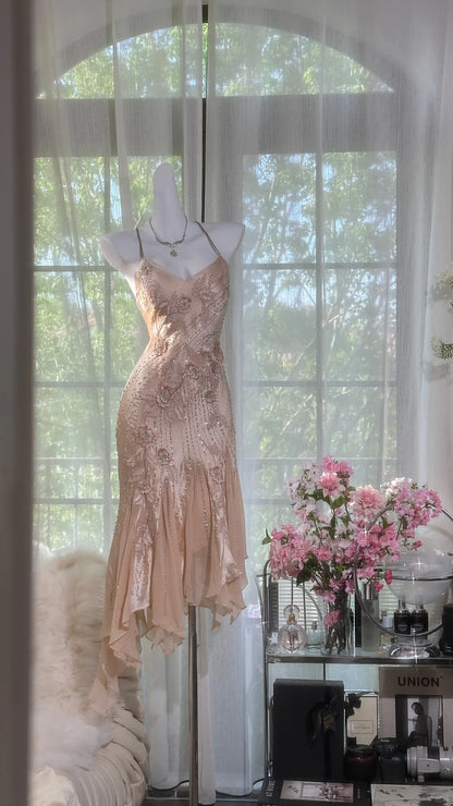 Blush Pink Homecoming Dresses Mermaid Beaded Crystals Short Party Graduation Outfits MP976