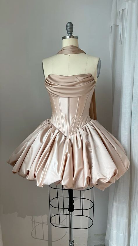 Sweet Ball Gown Strapless Pink Satin Short Mini Birthday Outfits Homecoming Dress MP813