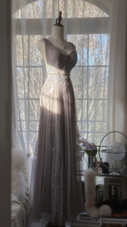 Modest Mermaid Spaghetti Strap Tulle Sleeveless With Beading Formal Gown Long Evening Night Prom Dresses MP1051