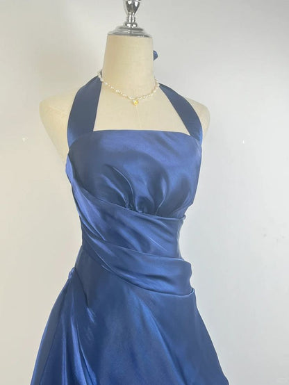 Robe courte de bal de promo à col halter à fleurs vert foncé vintage MP317