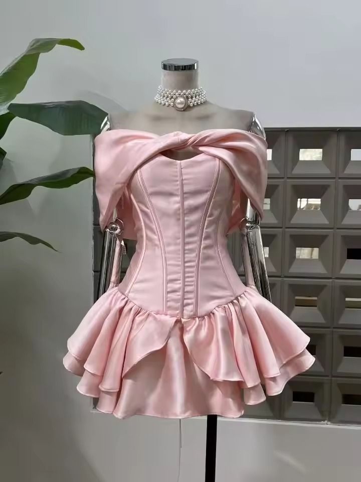 Wunderschönes Ballkleid mit Schleifen-Trägern, Pink, Tanz, Kurz, Mini, Freshman, High School, Hoco Kleider Inspo, Homecoming Kleid Ideen MP1371