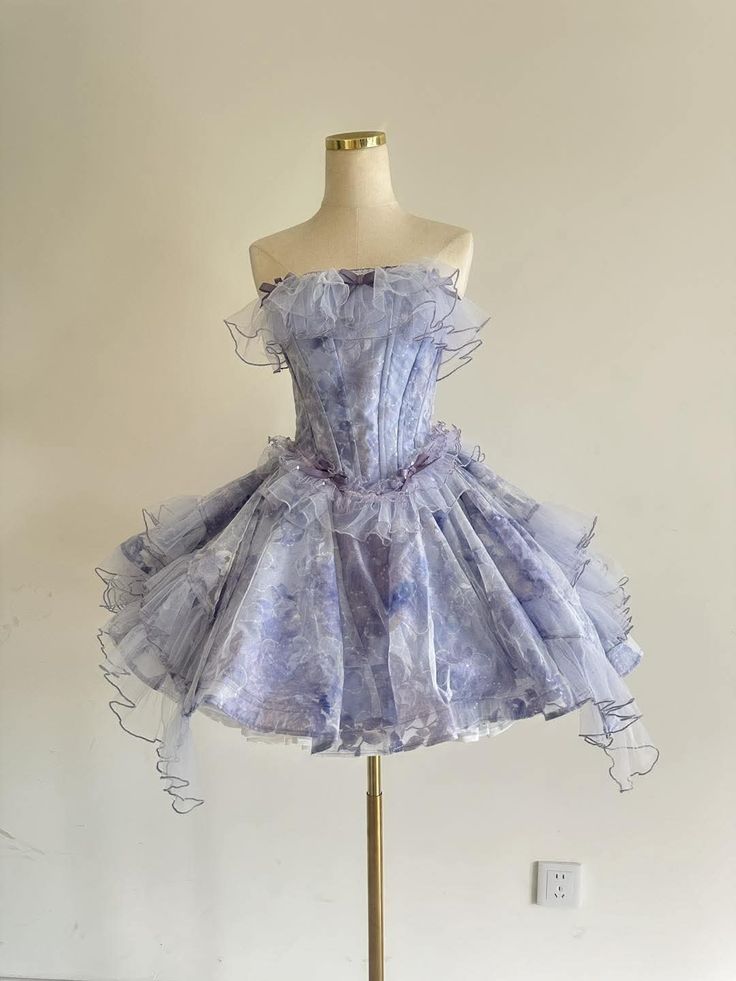 Pretty Ball Gown Strapless Lilac Tulle Dance Short Mini Homecoming Dresses Inspo Hoco Outfit Idea MP1341