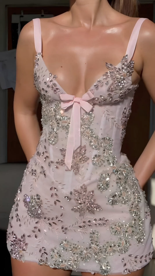 Chic Cocktail Sheath Spaghetti Strap Pink Tulle Formal 17th Birthday Outfits Homecoming Dresses MP673