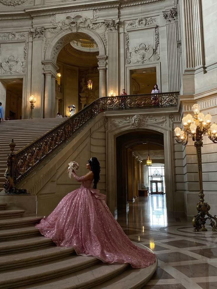 Modest Ball Gown Strapless Pink With Sequins Prom Dresses Sweet 16 Dress Graduation Gown MP522