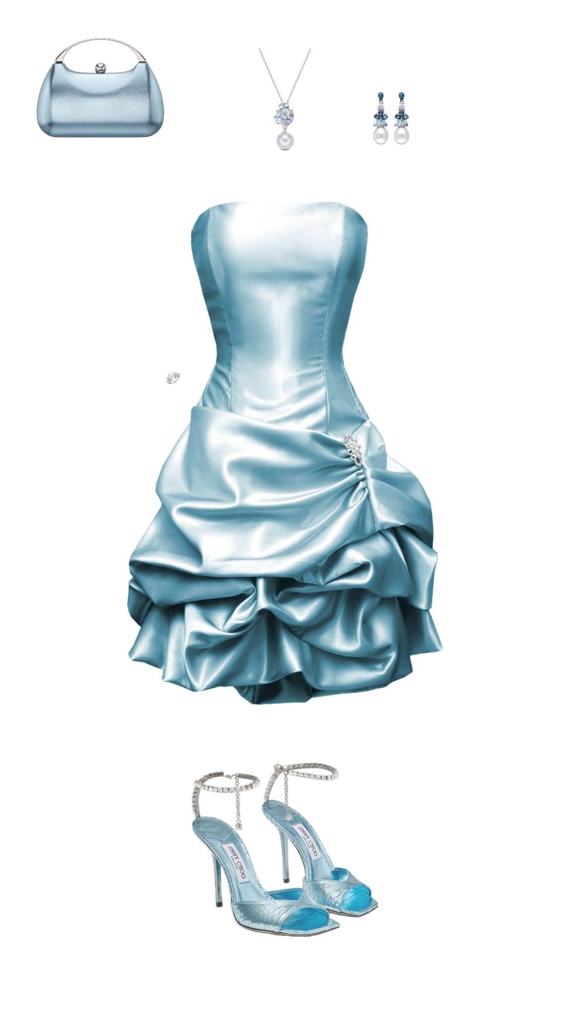 Unique Ball Gown Strapless Light Blue Satin Short Mini Homecoming Dresses Party Outfit MP298
