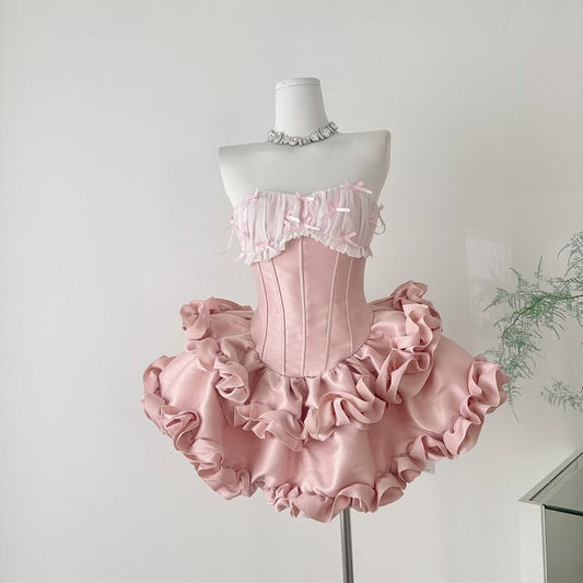 Süße Ballkleid Sweetheart High School Pinke Homecoming Kleider Mini Hoco Kleid Cocktail Outfit MP1258