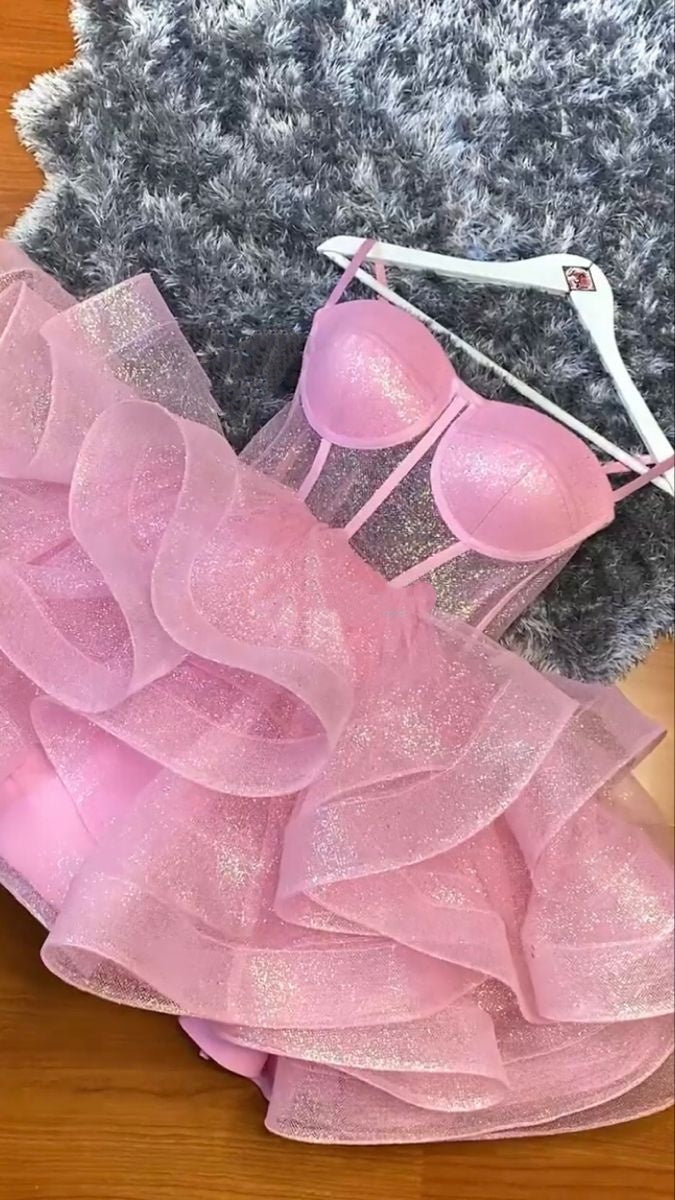 Süßes Ballkleid Sweetheart Tüll Pink Tanz Kurz Mini Homecoming Kleider Inspo Hoco Kleid Idee MP1366