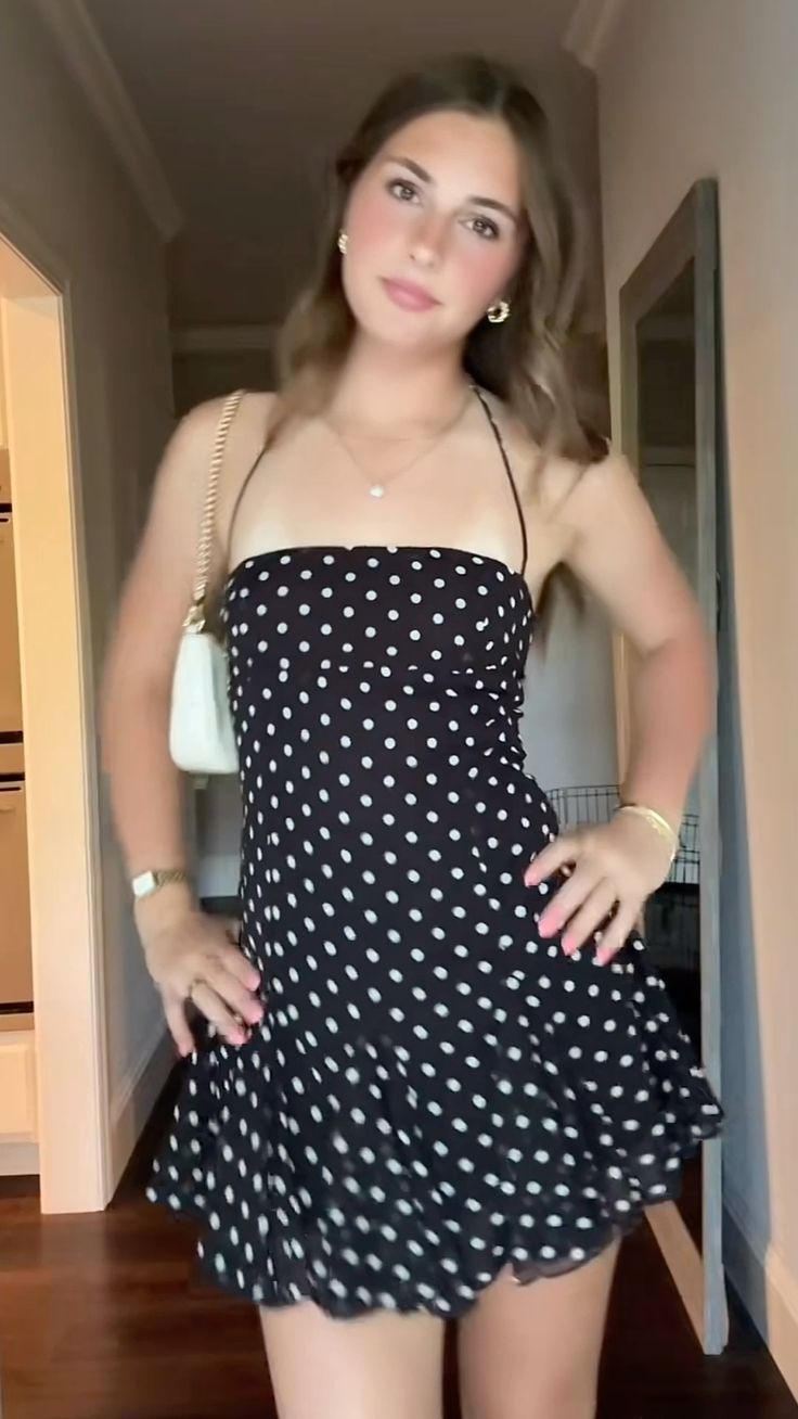 Sheath Hoco Dress Inspo Homecoming Classy Polka Dot Little Black Dresses Cute Party Outfit for Women MP352