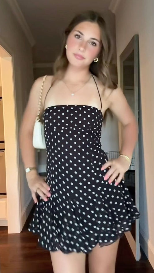 Scheide Hoco Kleid Inspo Homecoming Edle Polka Dot Kleine Schwarze Kleider Süßes Party-Outfit für Damen MP352