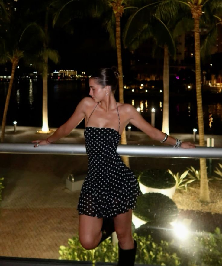 Sexy Sheath Halter Hoco Dress Inspo Homecoming Little Black Polka Dot Cute Party Outfits MP432