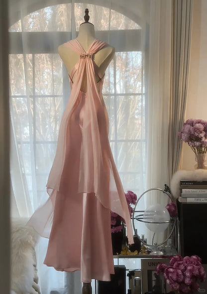 Edle Meerjungfrau V-Ausschnitt Chiffon Mit Perlen Lang Ärmellos Ballkleider Abendkleider MP1127