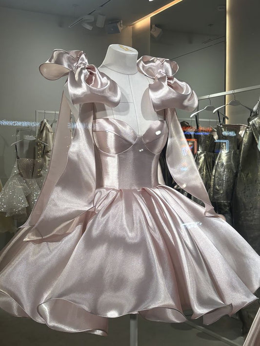 Niedliches Ballkleid Sweetheart High School mit Trägern Rosa Homecoming-Kleider Mini Hoco-Kleid Formelles Outfit MP1260