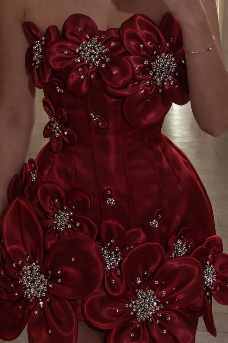Prinzessin Satin Etui mit 3D-Blumen Abschlussball Kurz Homecoming Kleid Outfits zum 15. Geburtstag MP834