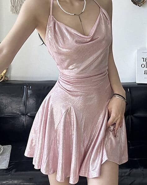 Süße A-Linie kurze Heimkehrkleider Neckholder Pailletten Rosa Geburtstagsfeierkleid MP326