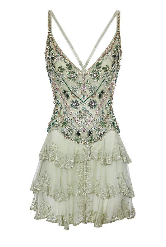 Elegantes A-Linien Spaghettiträger Hoco-Kleid Inspo Homecoming Klassisches grünes Pailletten Geburtstags Cocktailkleid MP422
