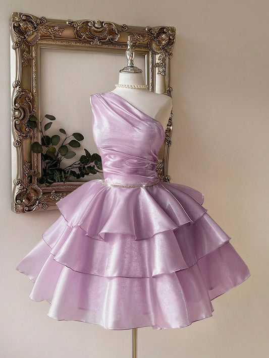Niedliches Ballkleid, schulterfrei, Pink Chiffon, Mini Kurz, Homecoming-Kleid, Outfits für die Party zum 18. Geburtstag MP543