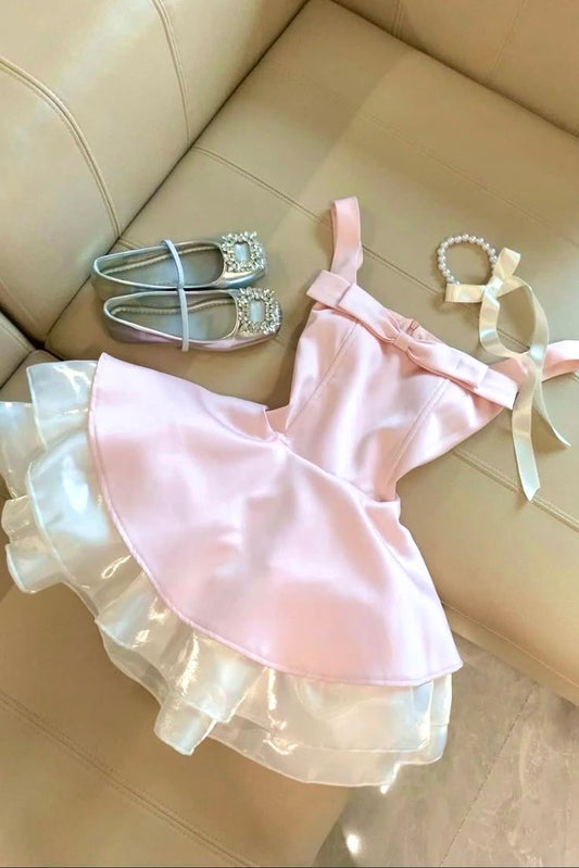 Elegante A-Linie Träger Rosa Mini Homecoming Kleider Hoco Kleid zum 18. Geburtstag MP1287