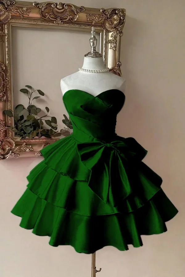 Bezauberndes Ballkleid Sweetheart Blau mit Schleife Satin Kurz Mini 15 16 Geburtstag Homecoming Kleid MP664