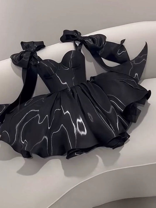Süßes Ballkleid Träger Kurz Schwarz Mit Schleife Tanz Kurzes Mini Homecoming Kleider Inspo Hoco Kleid Idee MP1350