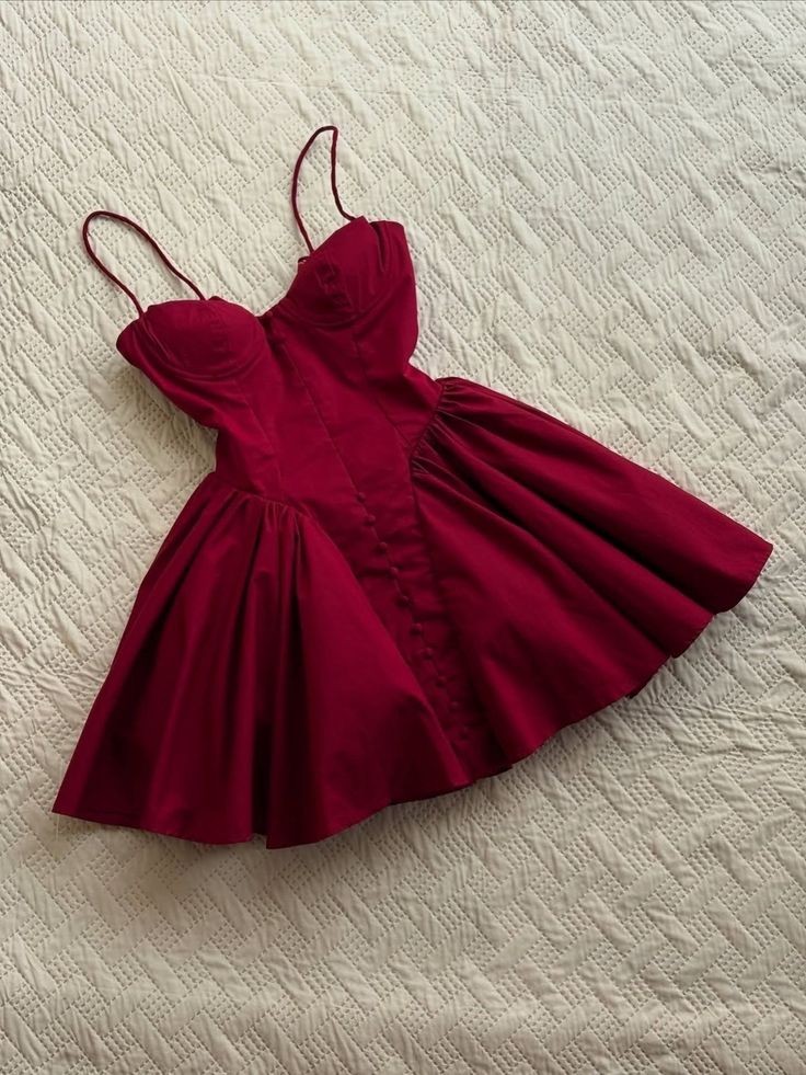 Pretty A line Spaghetti Strap Burgundy Dance Short Mini Homecoming Dresses Inspo Hoco Outfit Idea MP1346