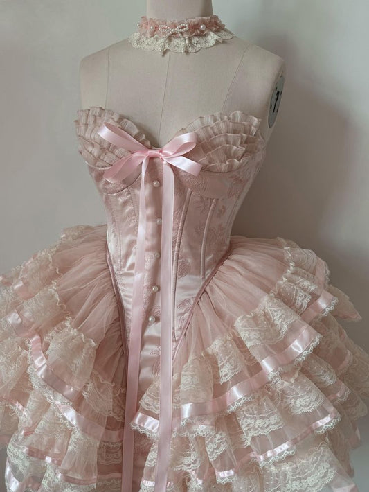 Einzigartiges Ballkleid Sweetheart Rosa Lolita Kurzes Mini-Heimkehrkleid Hoco-Kleid MP1378